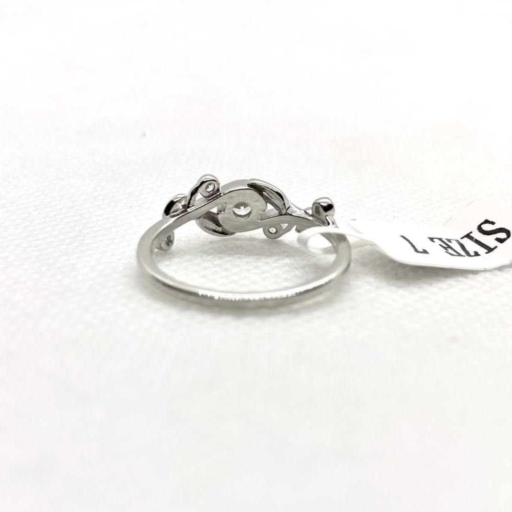 Sterling Silver Round CZ Floral Ring Size 7 - Picture 7 of 12